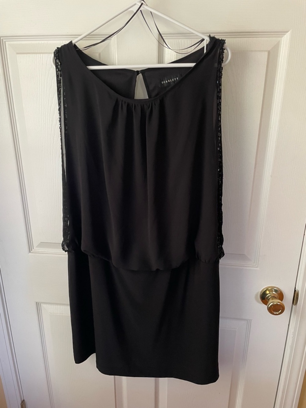 Scarlett Black Beaded Sheer Overlay Dress Size 16 🖤✨ Chiffon